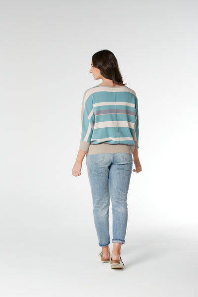 Batwing Striped Back Pullover