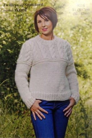 Freedom Wool Cable Trim Sweater and Hat Pattern 9216
