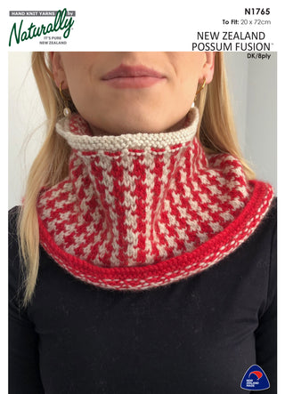 Two Colour Cowl - Houndstooth Check N1765 DK/8ply Leaflet