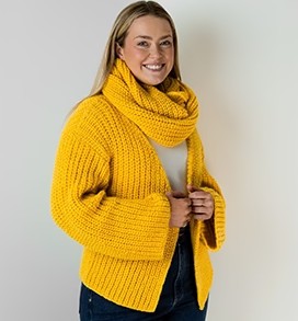 Rib Cardi and Cowl Pattern 1149
