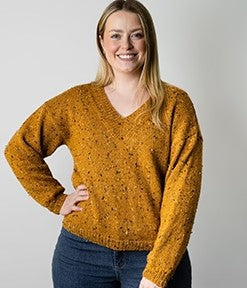 Tweed V Neck Sweater Pattern 1223