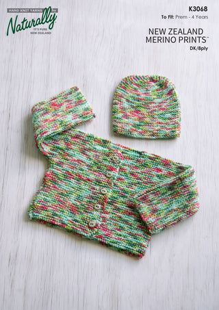 Child's Garter Stitch Cardigan and Hat Pattern K3068