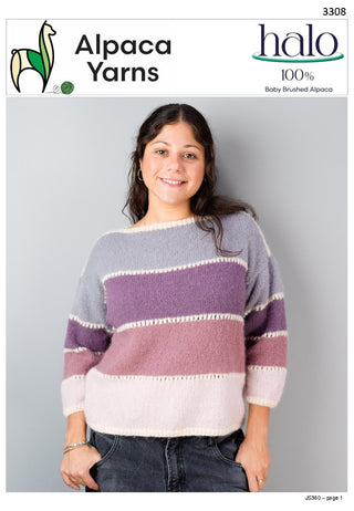 Stripe and Eyelet Sweater 3308 Halo DK Digital PDF