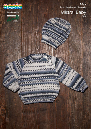 Baby Raglan Sweater and Hat Pattern K470