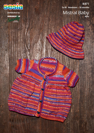 Baby Short Sleeved Dress and Sun Hat Pattern K471