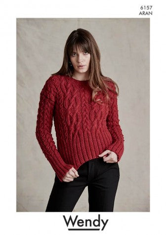 Cropped Jumper 6157 Aran Leaflet – Salamanca Wool Shop