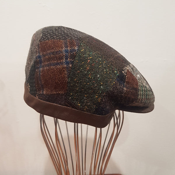 Patchwork Wool Blend Flat Cap