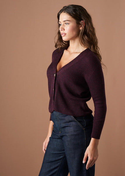 Wednesday Rib Crop V Neck Cardigan