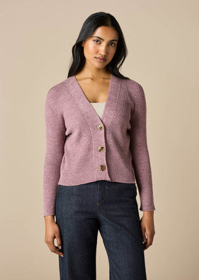 Wednesday Rib Crop V Neck Cardigan