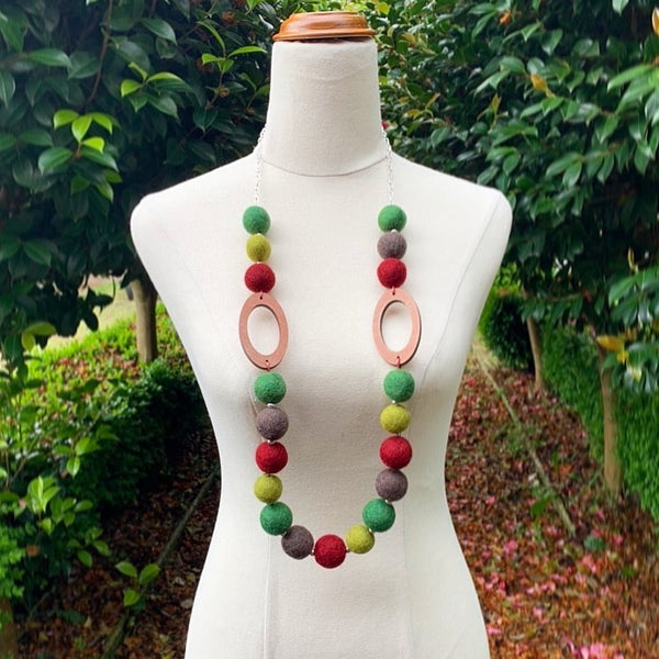 Long Felt Necklace with Timber