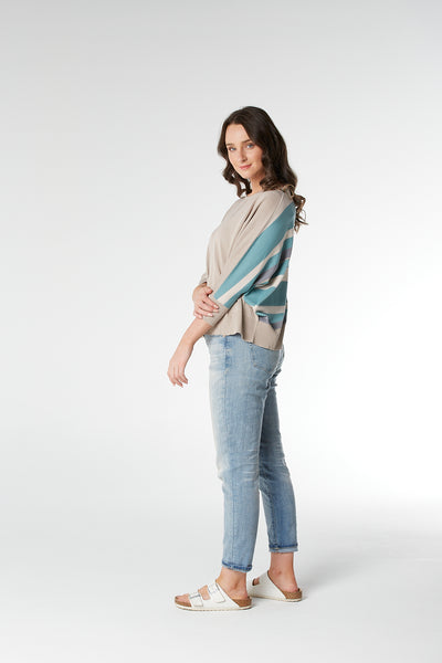 Batwing Striped Back Pullover