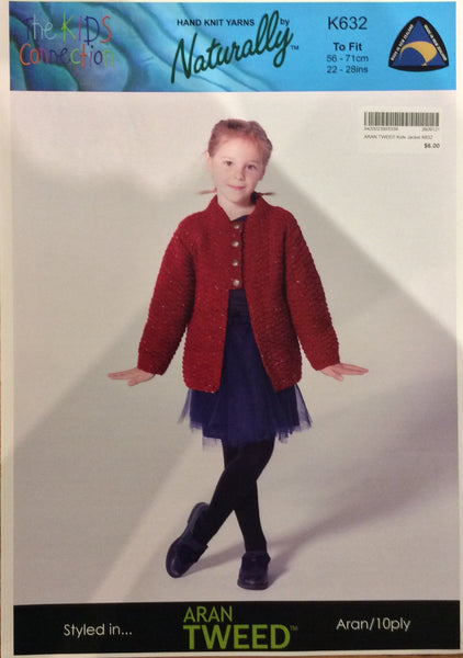 Aran Tweed Childrens Jacket Leaflet Pattern K632