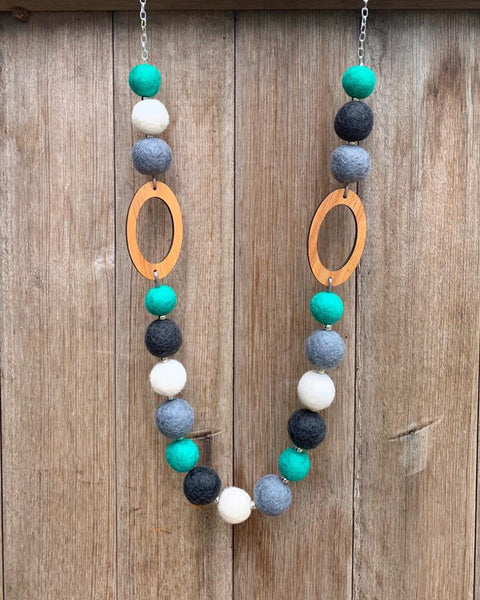 Long Felt Necklace with Timber